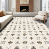 Subtle Lattice with Delicate Floral Embellishments (Beige)