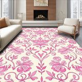 Damask Botanical featuring Cascading Rose Vine Motifs (Pink)