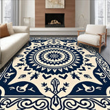 Burst Anti Slip Floor Covering with Ornate Floral Motifs (Beige)