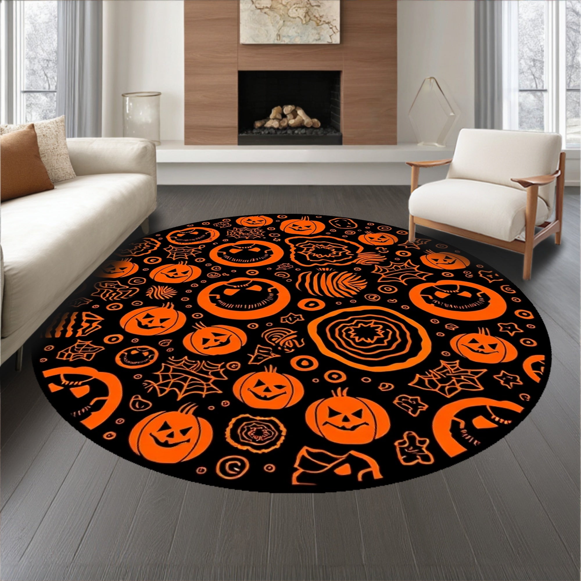 Halloween Haunt Spooky Spiderweb & Pumpkin Patch(Black)