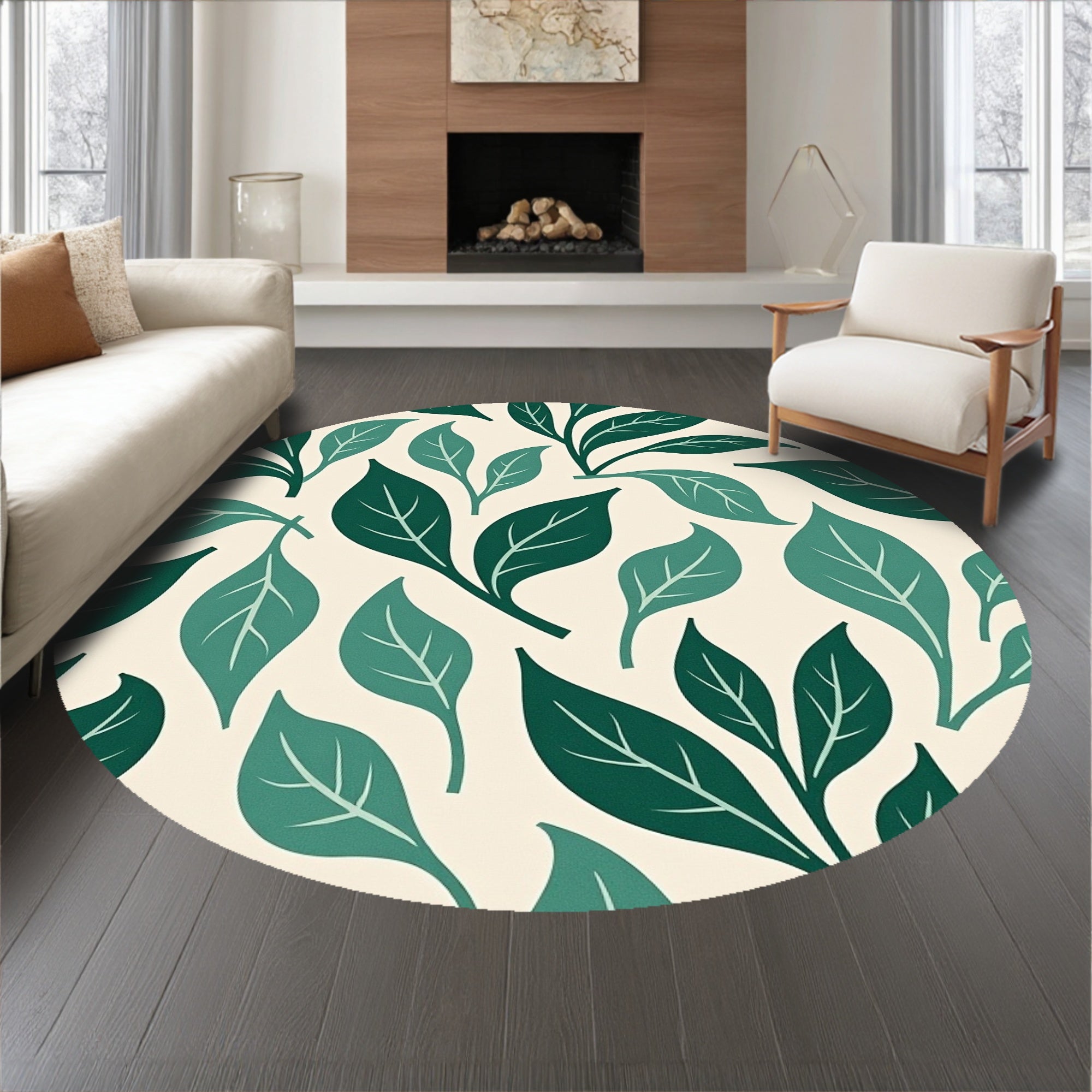 Abstract Botanical with Contemporary Leaf Design(Green)