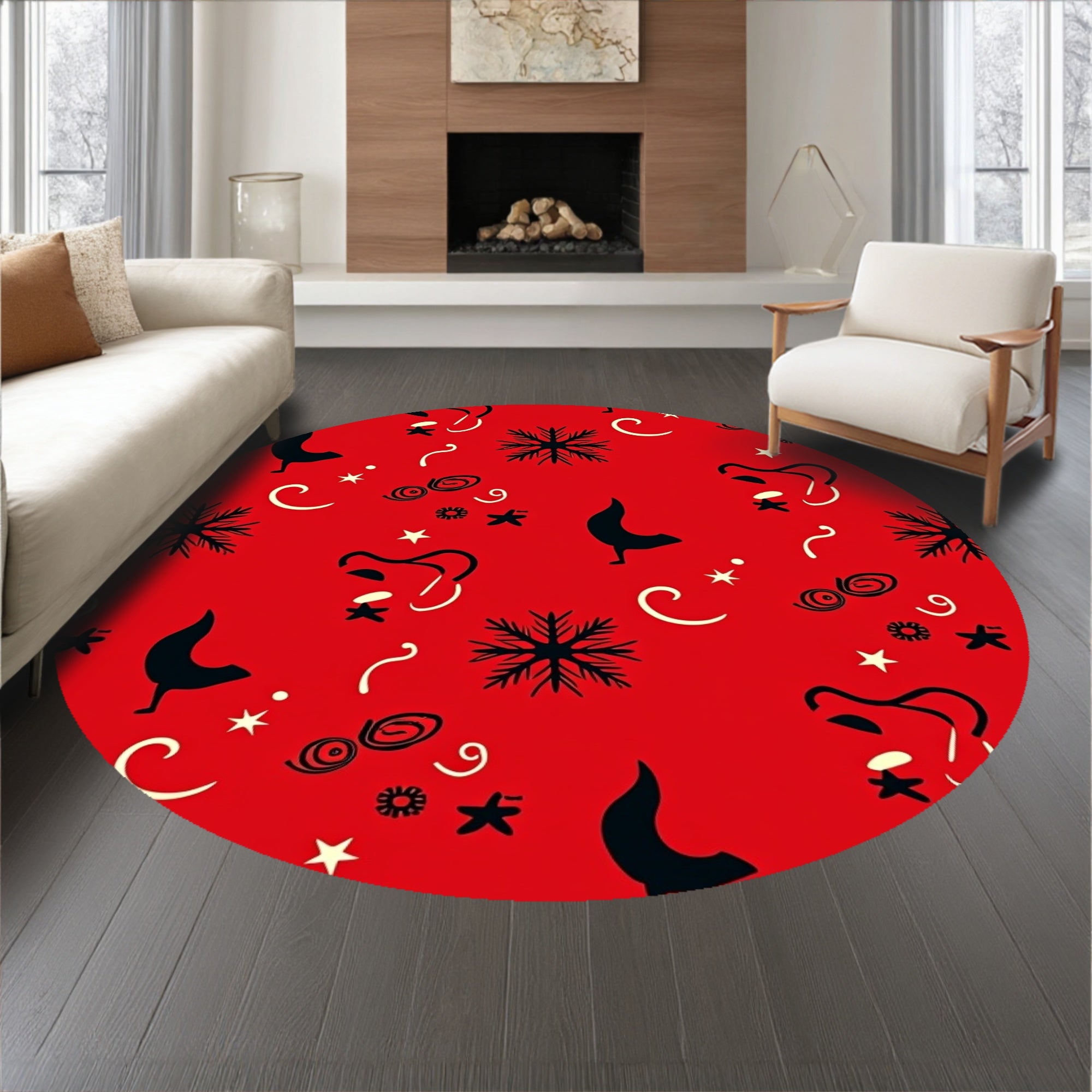 Festive Santa Half Moon with Twinkling Accents(Red)