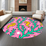 Tropical Seahorse Dance with Flowing Kelp Forest Waves Design(Pink)