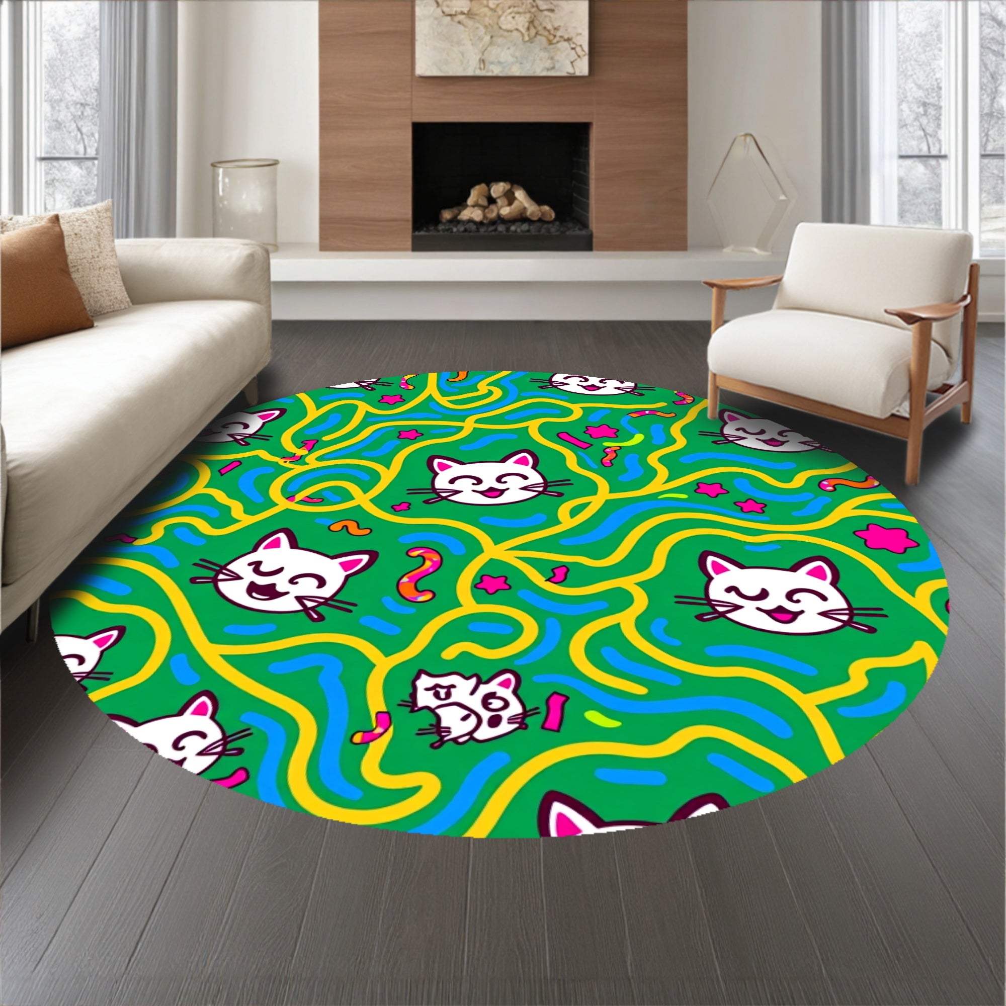 Radiant Pussy Cat Xmas with Multi Color String Light Design(Green)