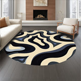 Abstract Rippled Wave Design with Shadowy Contrasts and Fluid Forms(Beige)