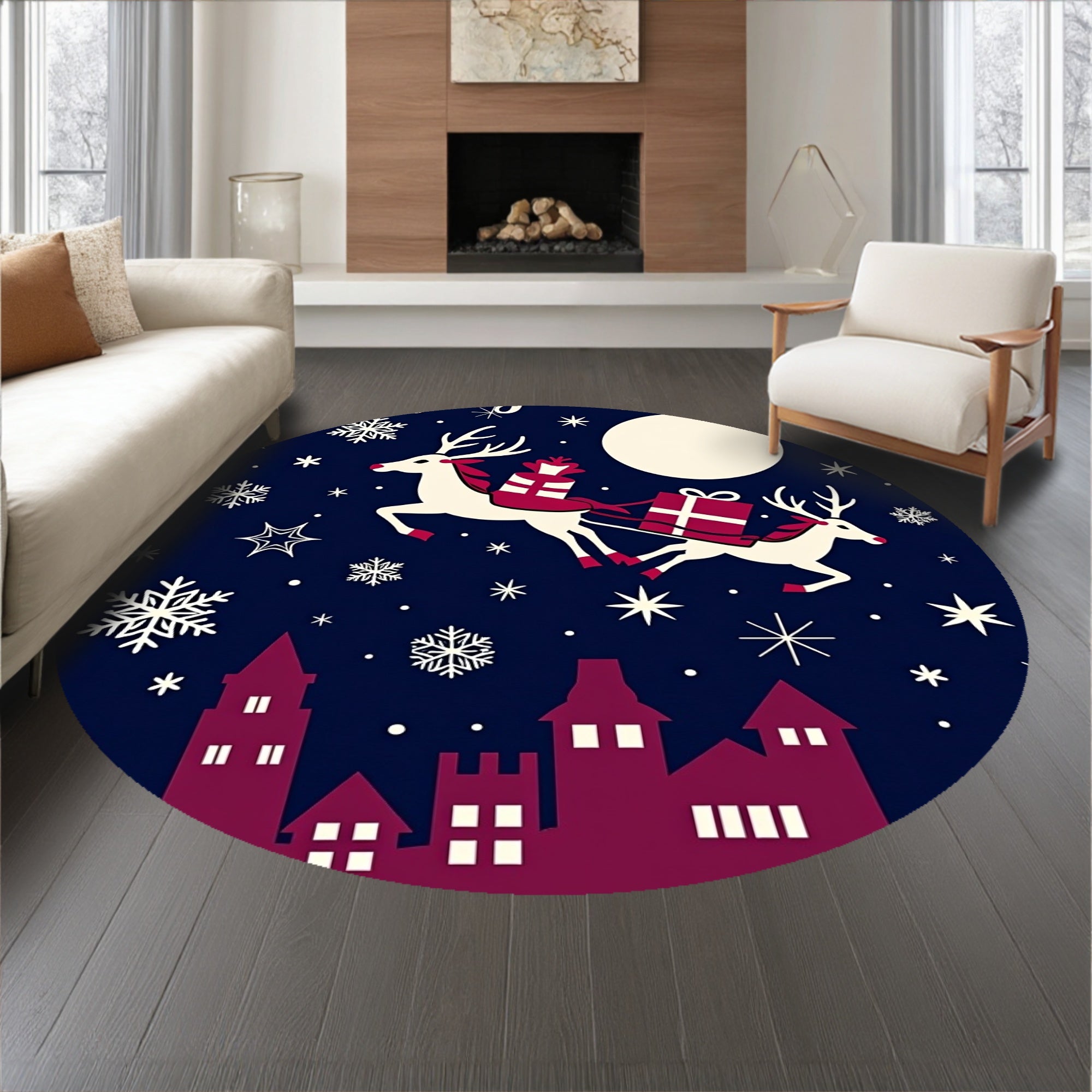 Merry Bearded Gift Giver Sleigh Journey Starlight Adventure(Blue)