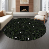 Wispy Fir Branch Floor Covering with Shimmering Snowdrift(Black)