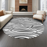 Modern Striped Wave Abstract Contemporary Art (Black)