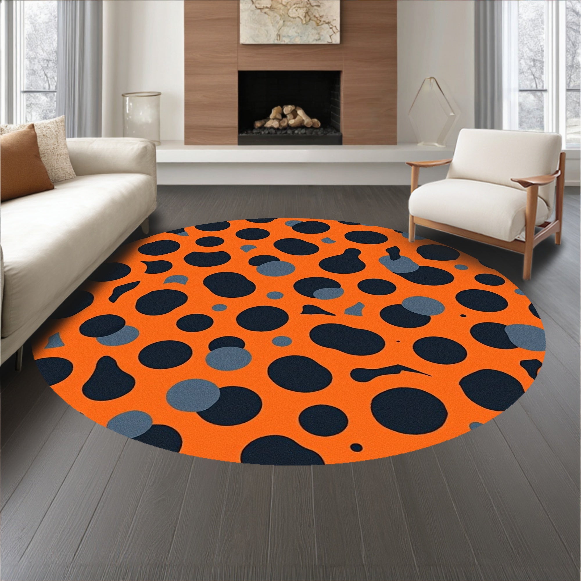 Midnight Velvet Shag Area with Abstract Animal Inspired Design(Orange) - ODIKA