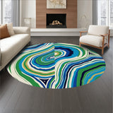 Artistic Impressionist Swirls Patterned Floor Decor(Blue)