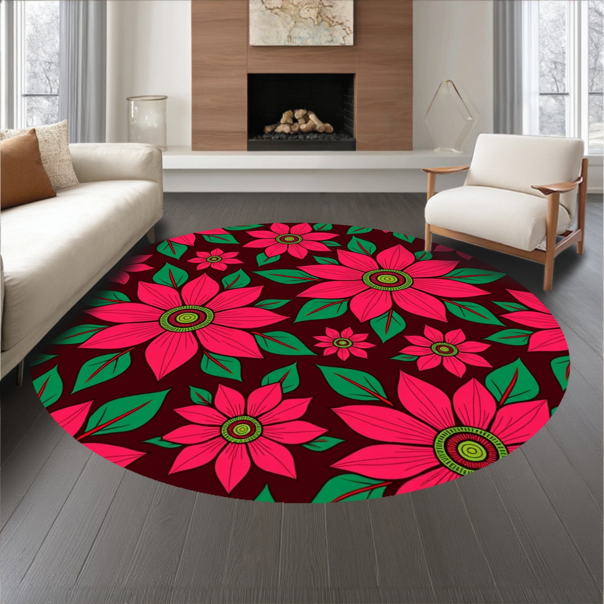 Vintage Poinsettia Botanical Print Christmas Celebration Decorative(Pink)