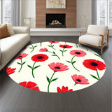 Harvest Season Poppy Blossom Design Anti Slip Doormat Area(Red)