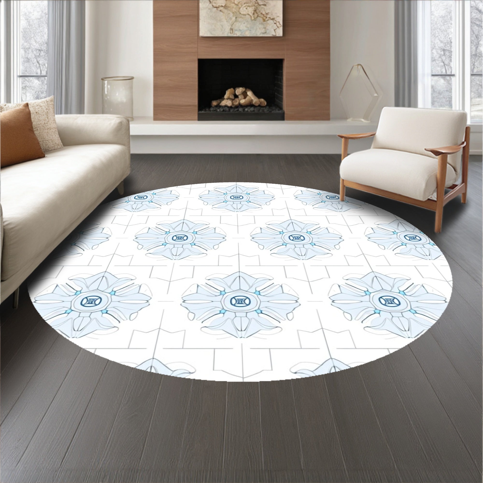 Nordic Flower Kaleidoscope with Hexagonal Snow(White)