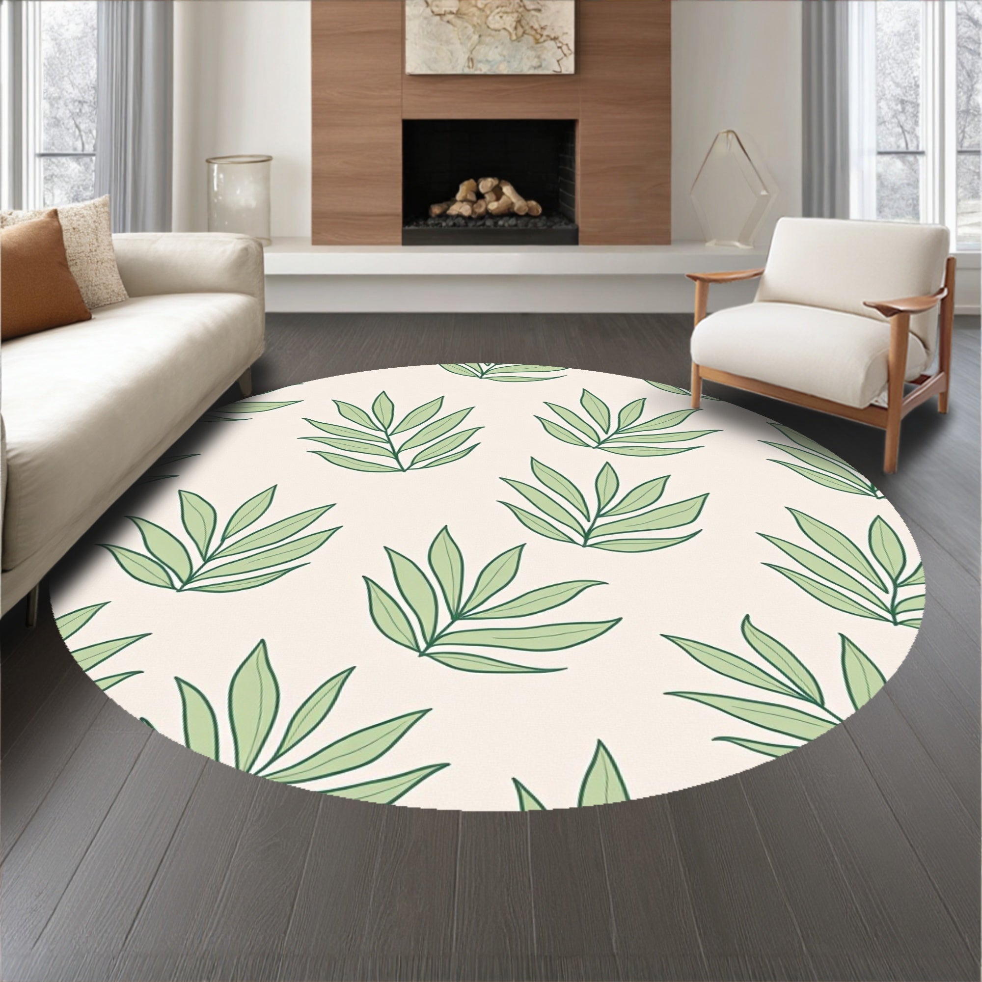 Petal Outline Floor Accent with Botanical Inspired Contours (Green) - ODIKA
