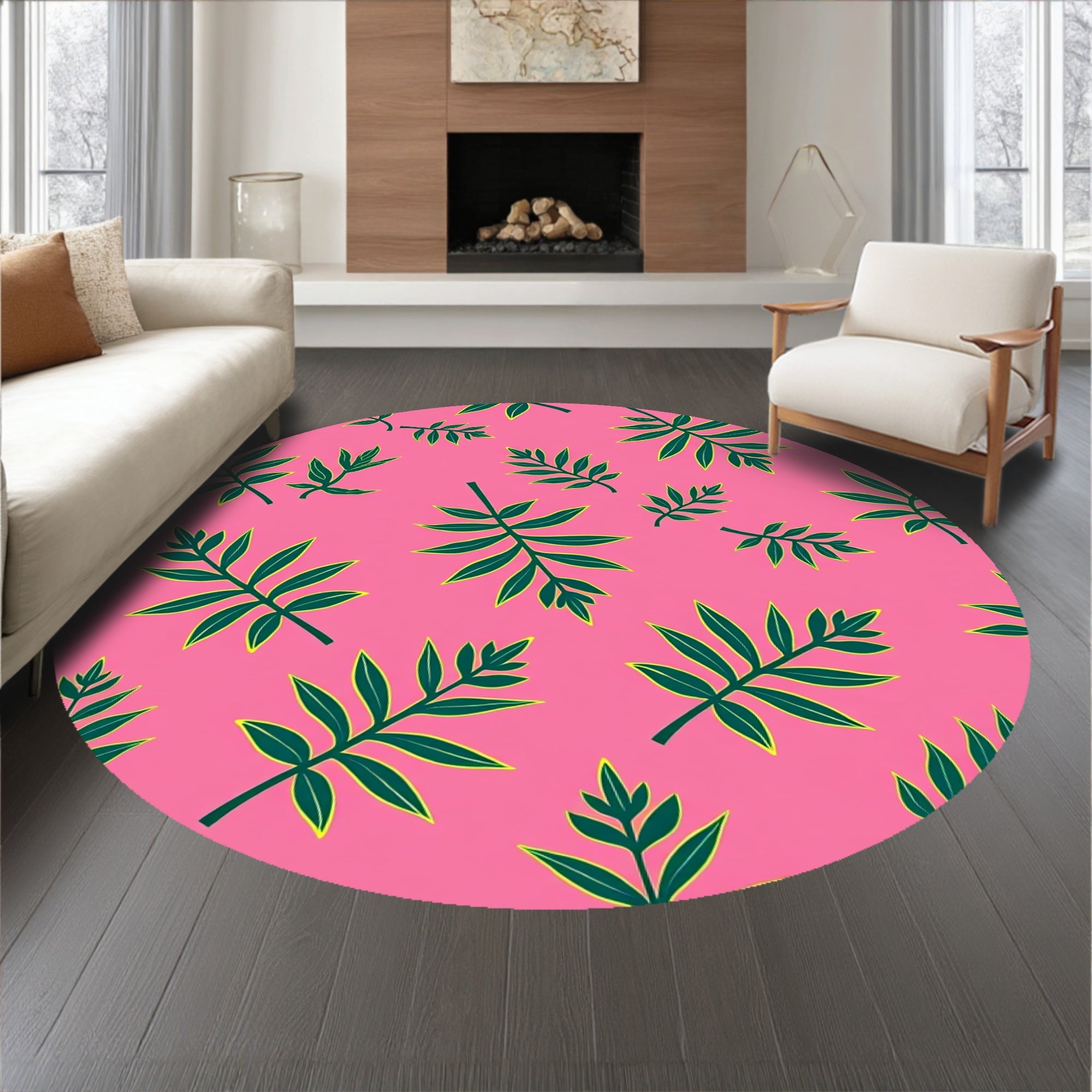 Botanical Motif With Leafy Interlocking Vines And Golden Highlights (Pink) - ODIKA