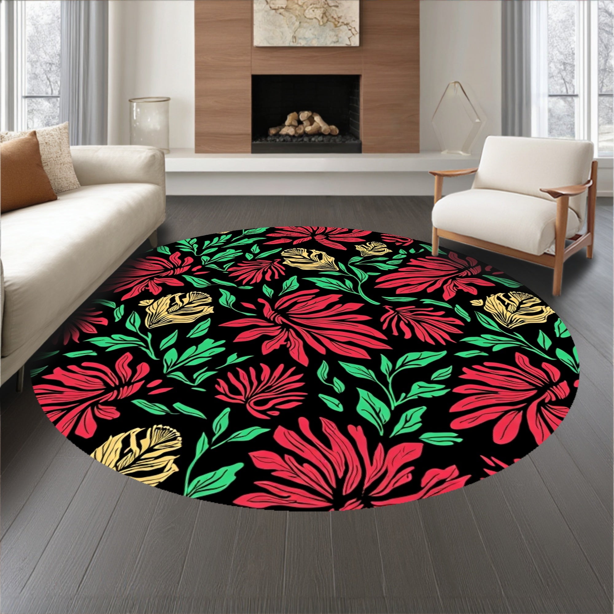 Boho Nordic Pinecone Mosaic with Festive Botanical Accents(Red)