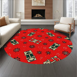 Whimsical Sleigh Ride with Festive Gifts and Evergreen Sprigs Motif(Red)
