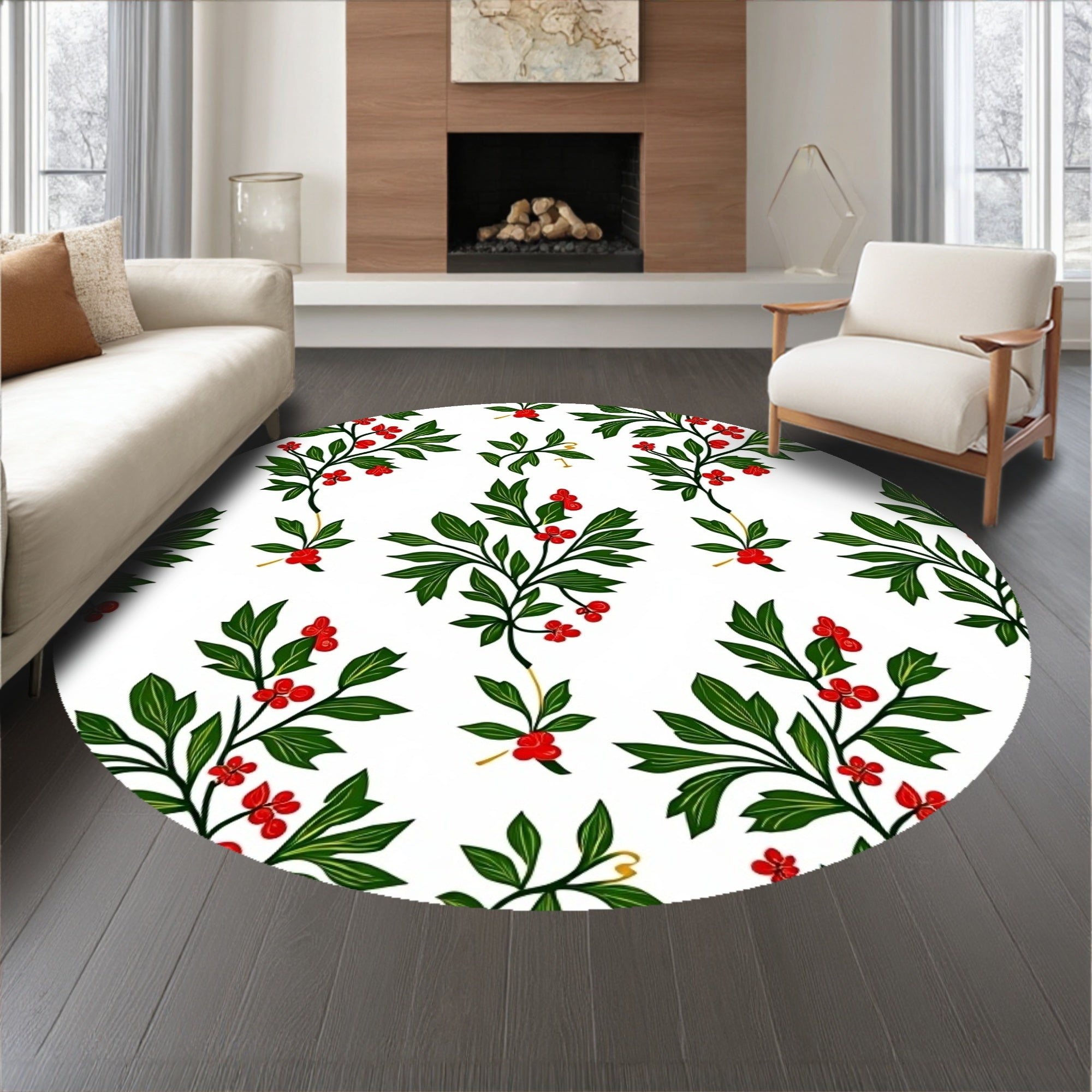 Traditional Festive Ivy and Berry Arrangement with Ornate Detailing(Green)