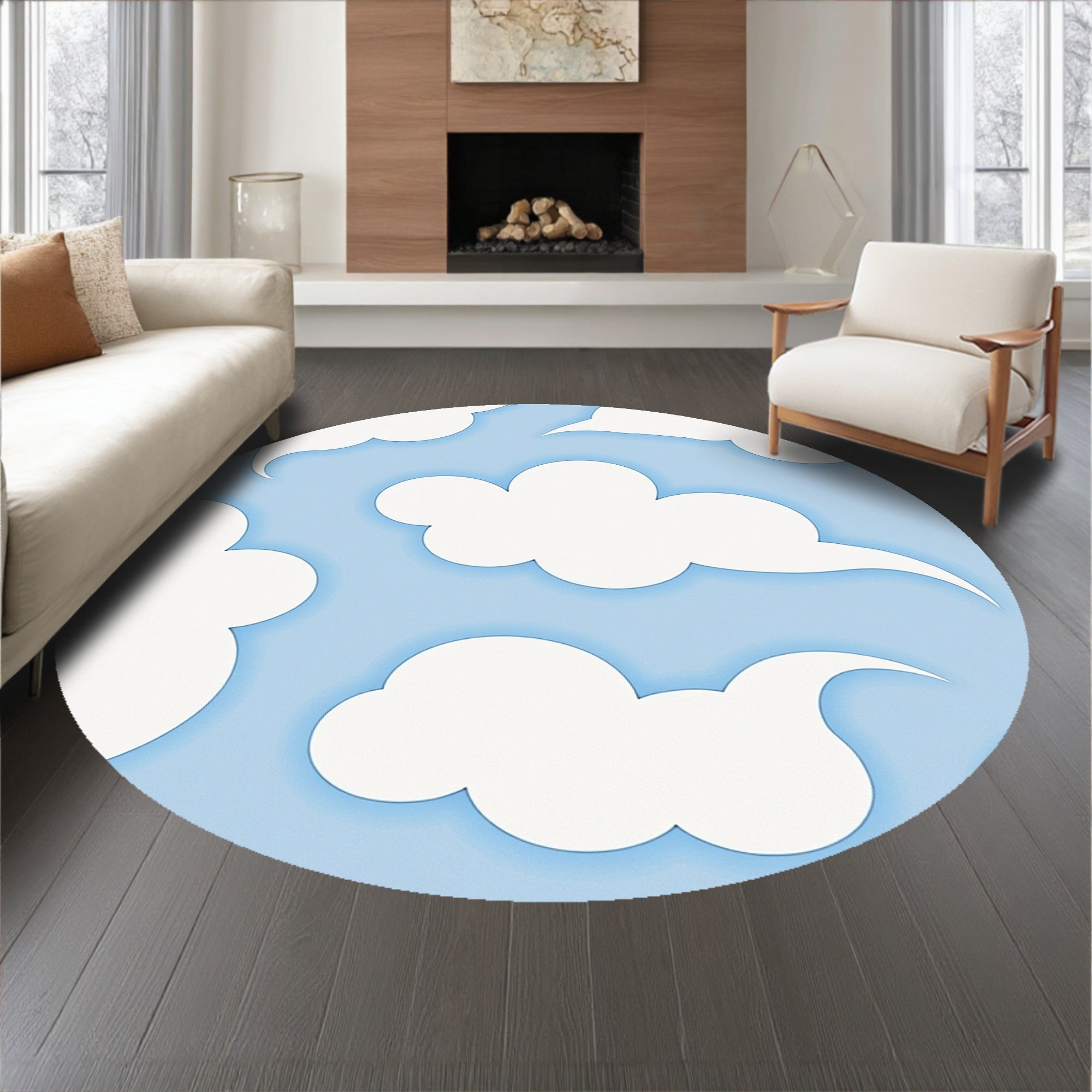 Cumulus Dream Shag with Whimsical Sky Motifs(Blue)