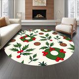 Festive Pine Wreath Holiday Doormat Decorative Indoor(Green)