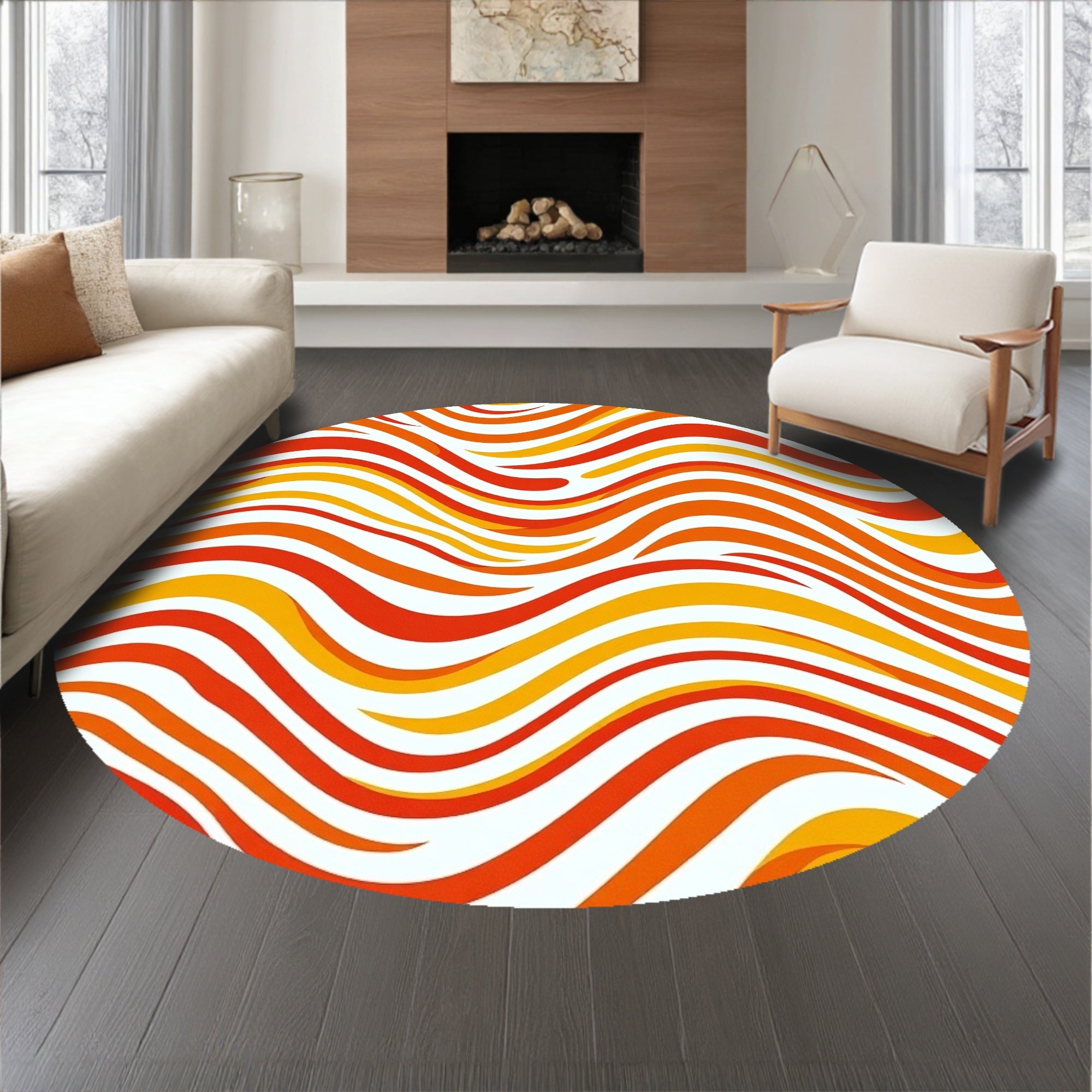 Elegant Chevron Wave with Vibrant Sunset Hues and Dynamic Flow(Red)