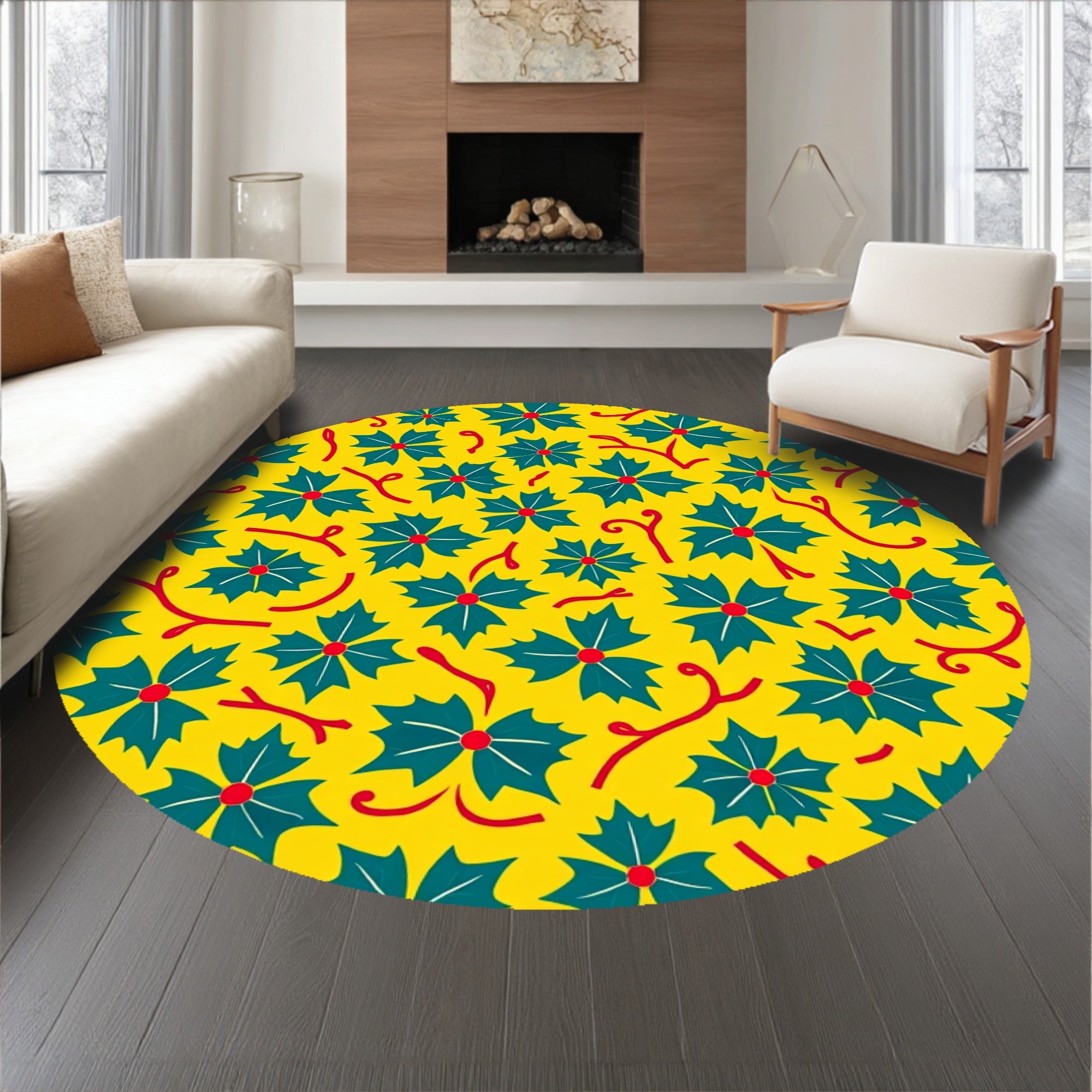 Seasonal Holly Berry Vine with Traditional Yuletide Foliage(Yellow)