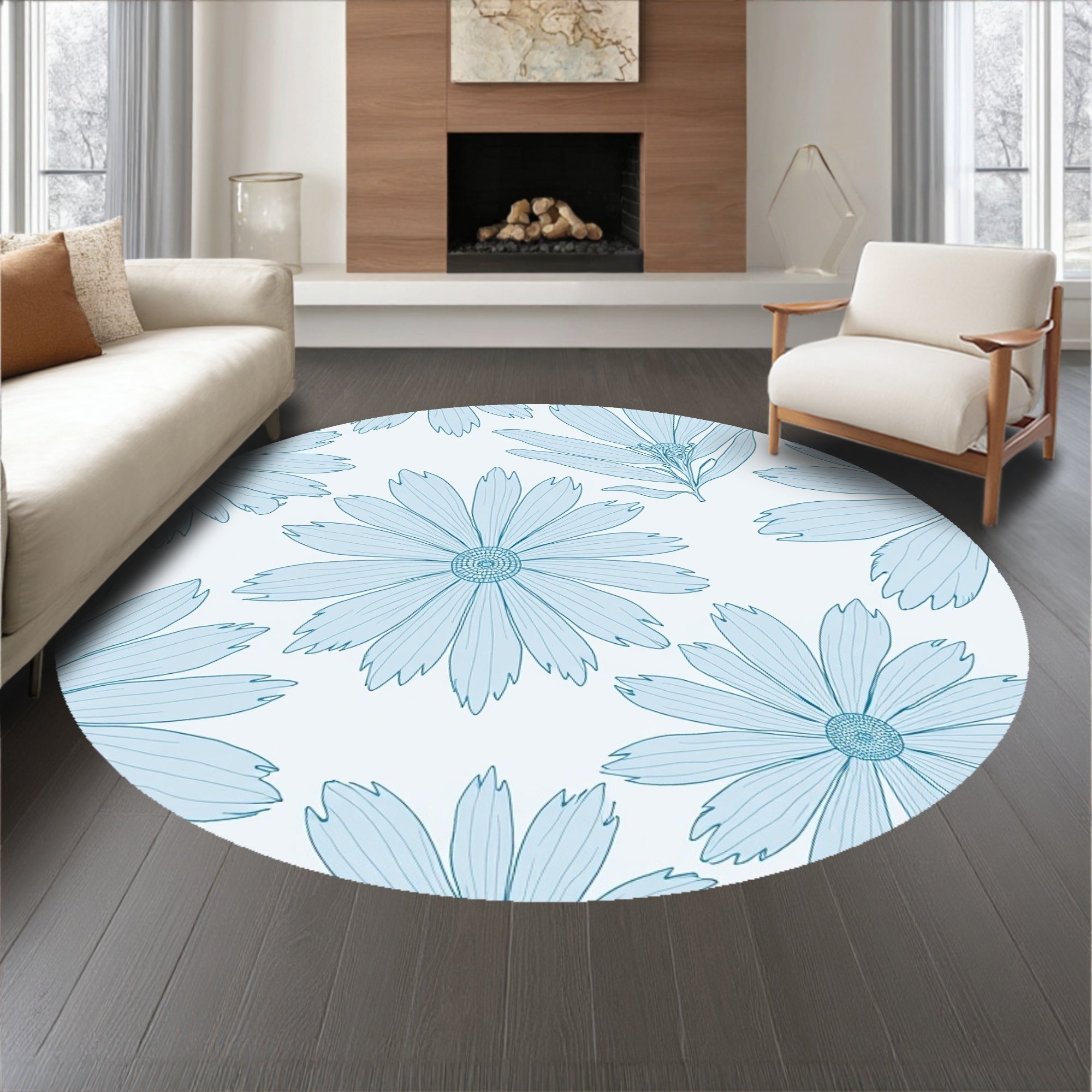 Enchanted Ice Blossom Displaying Magical Winter Florals(Blue)