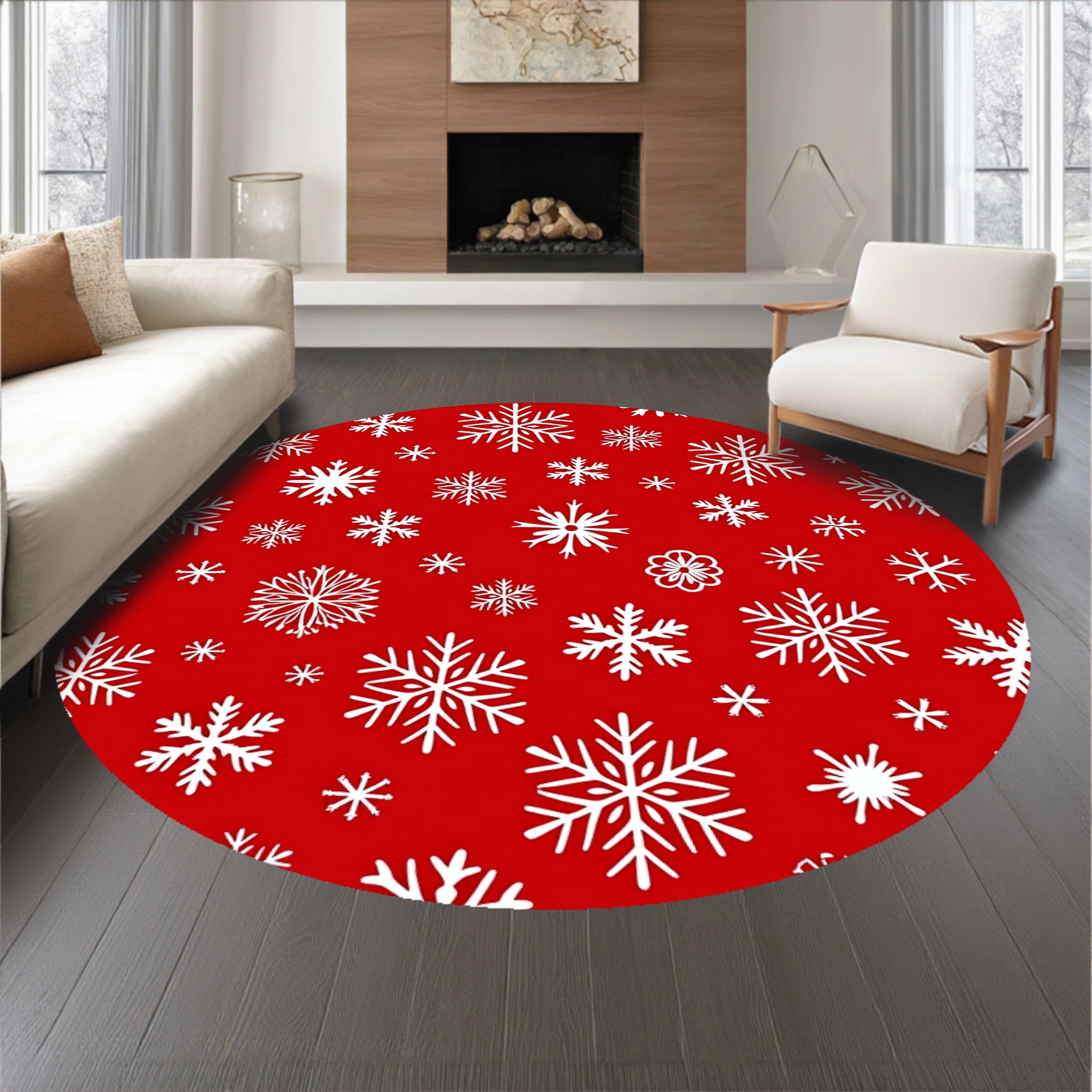 Enchanted Flurry Wintry Seasonal Accent(Red)