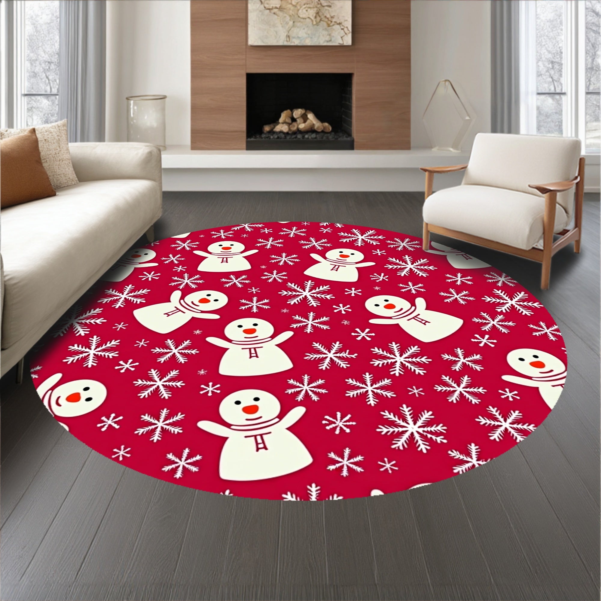 Jolly Snowy Friends Merry Gathering Seasonal Jubilation Spectacle(Red)