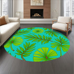 Monstera Leaf Mosaic with Interlocking Tropical Foliage Motifs (Blue) - ODIKA