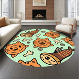 Cartoon Tabby Cats with Fish Bone and Yarn Accessories(Green)