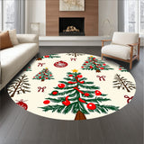 Festive Evergreen Holiday Tapestry With Ornamental Decorations(Cream)