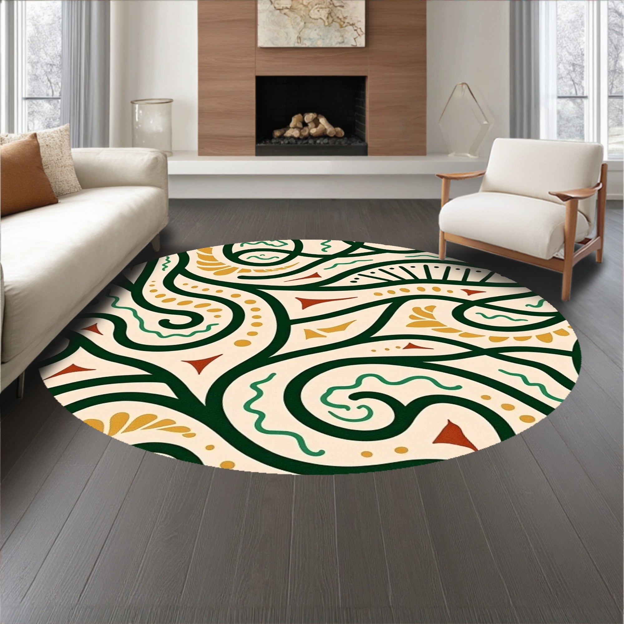 Abstract Botanical Maze with Symmetrical Branch Network (Beige) - ODIKA