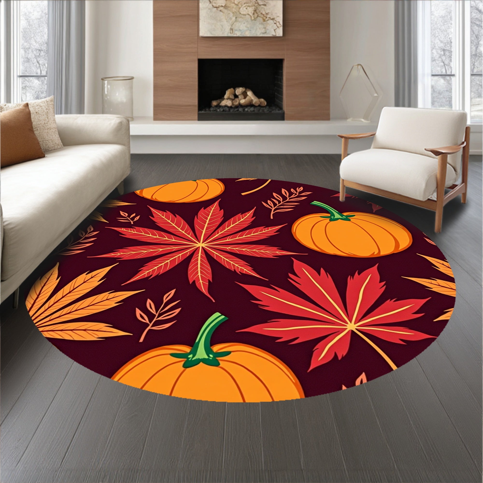 Autumn Harvest Festival Pumpkin Maple Foliage Decorative(Orange)