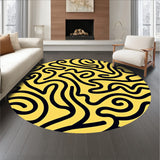 Artistic Swirl Motif Wavy Plush Boho Trendy Decorative (Yellow)