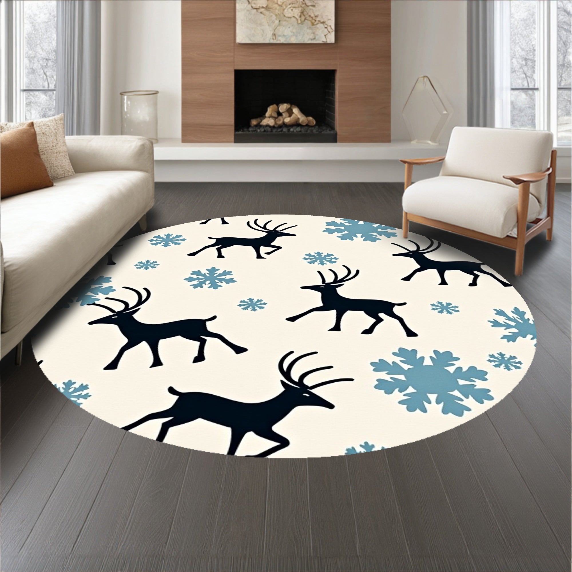 Cheerful Reindeer with Nordic Snowfall(Black)