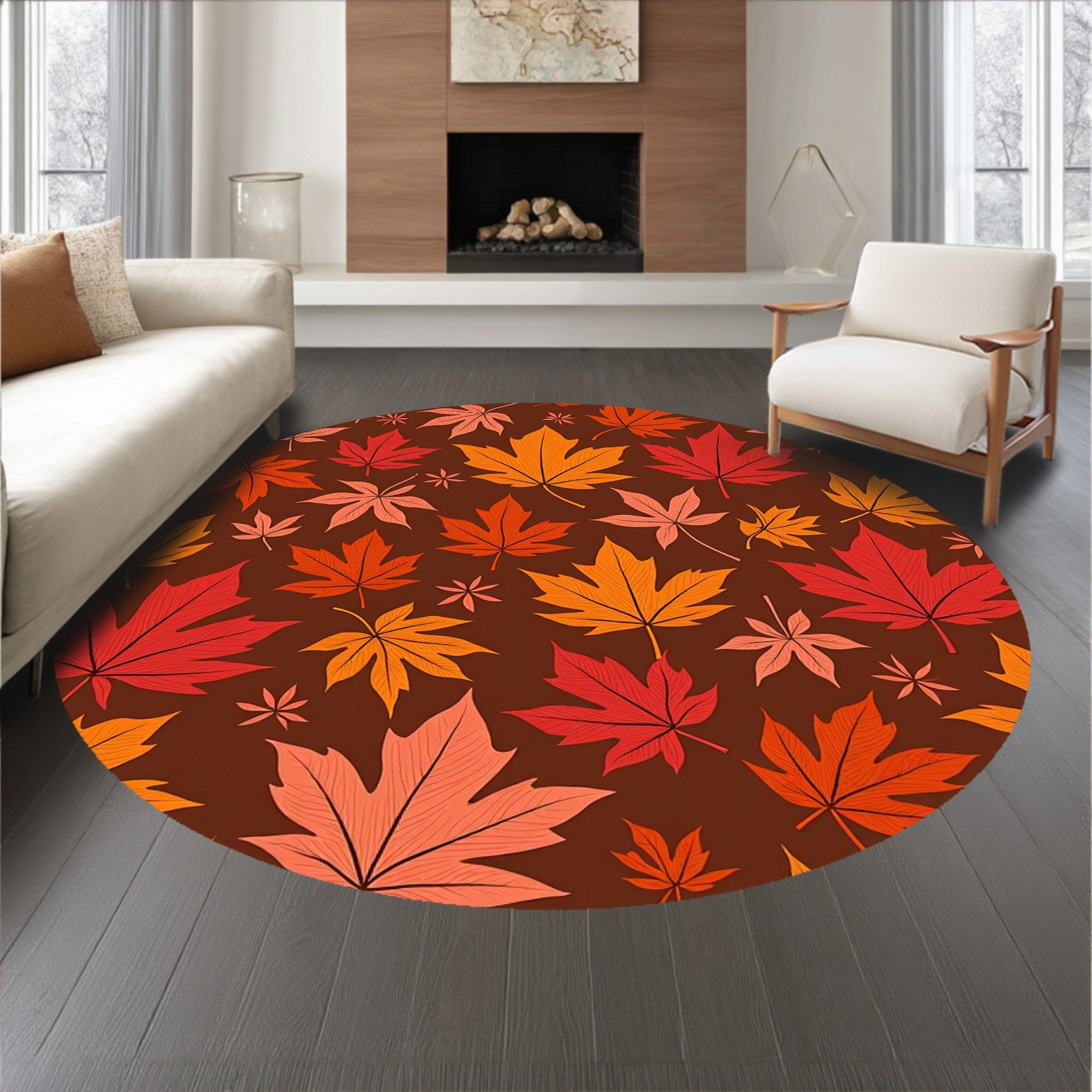 Autumn Foliage Semi Circle Entryway Welcome(Brown)