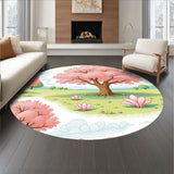 French Provincial Toile Countryside Scene with Blooming Trees(Pink)