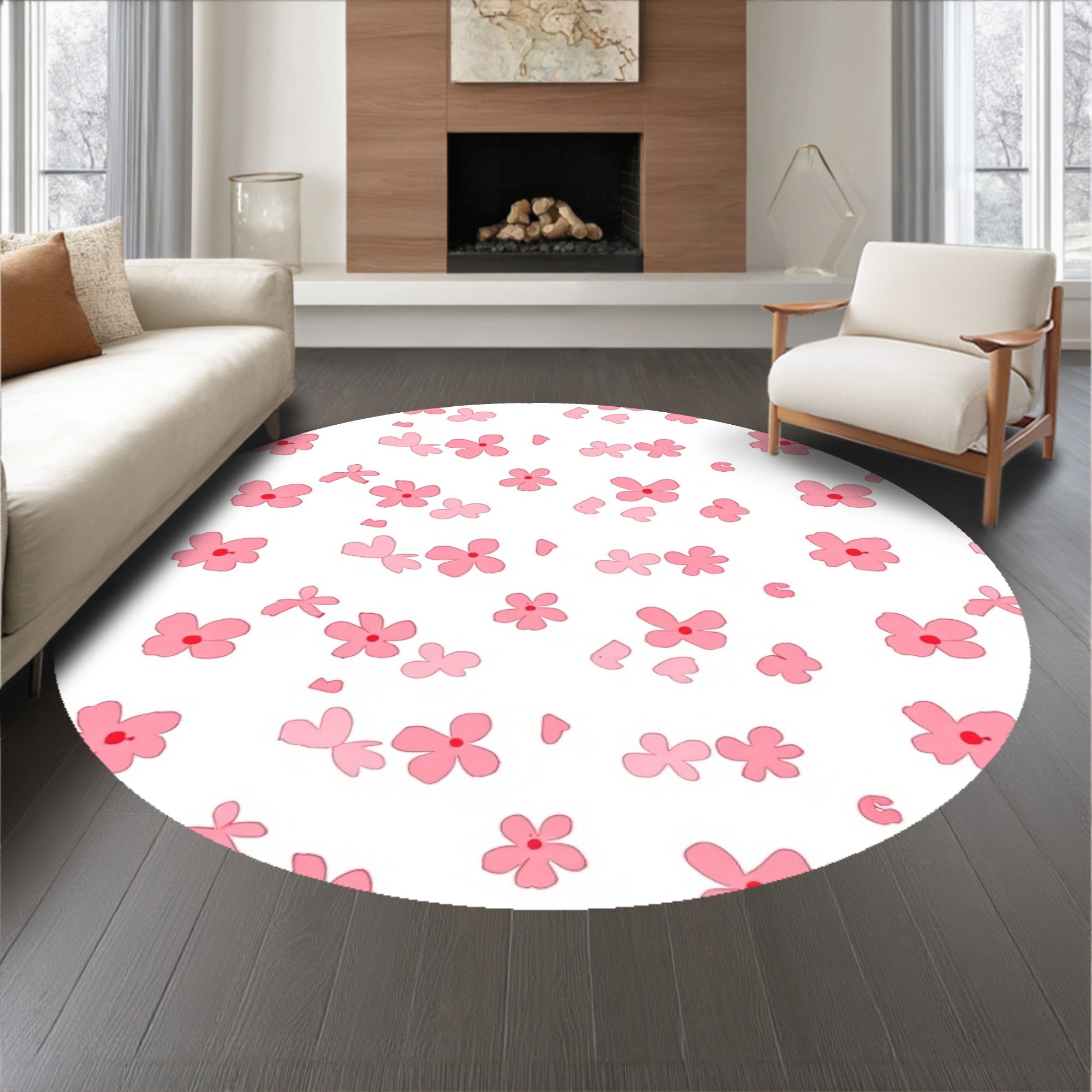 Kawaii Cherry Petal Shaped Floor Design(Pink)