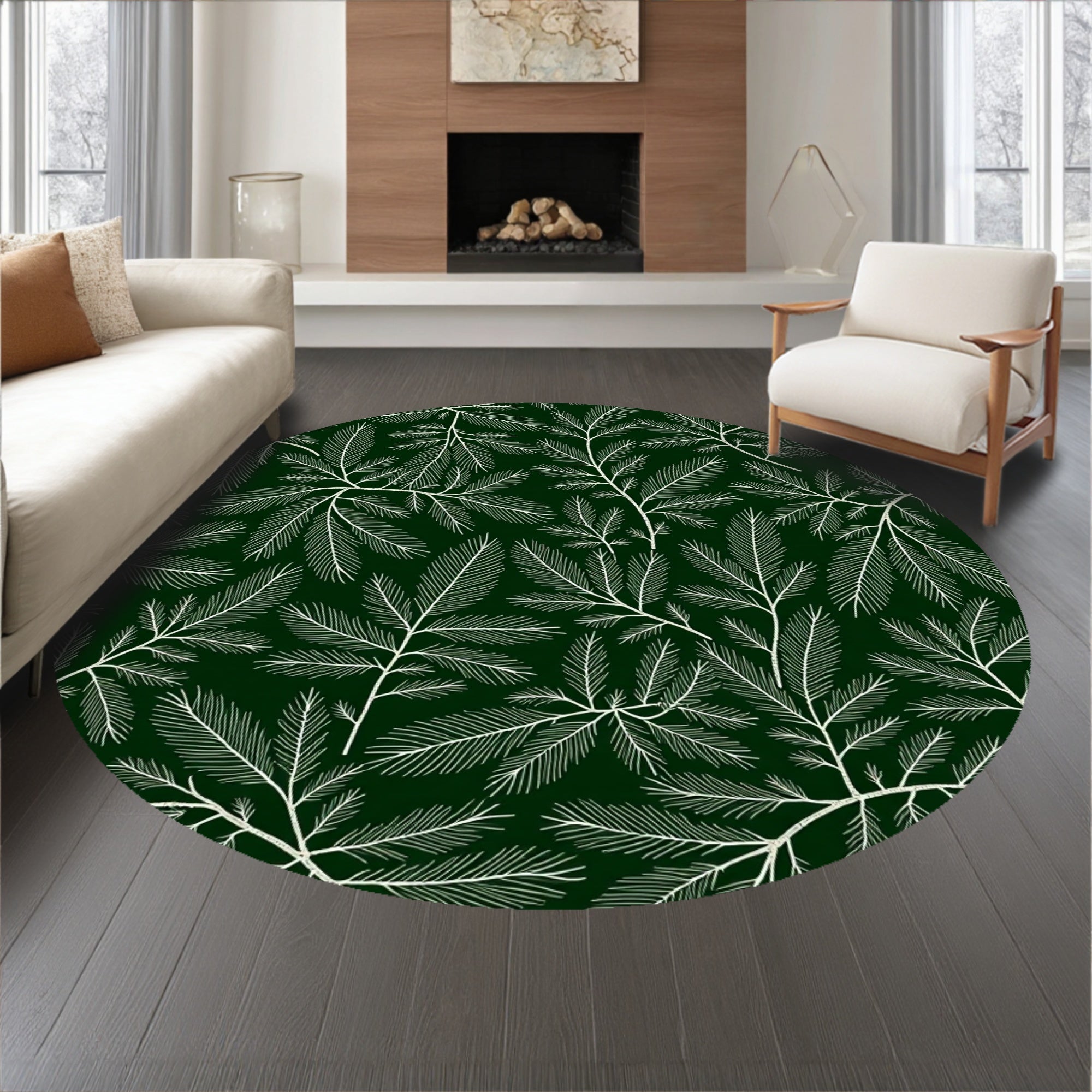 Winter Pine Branch Design with Crystal Details(Green)