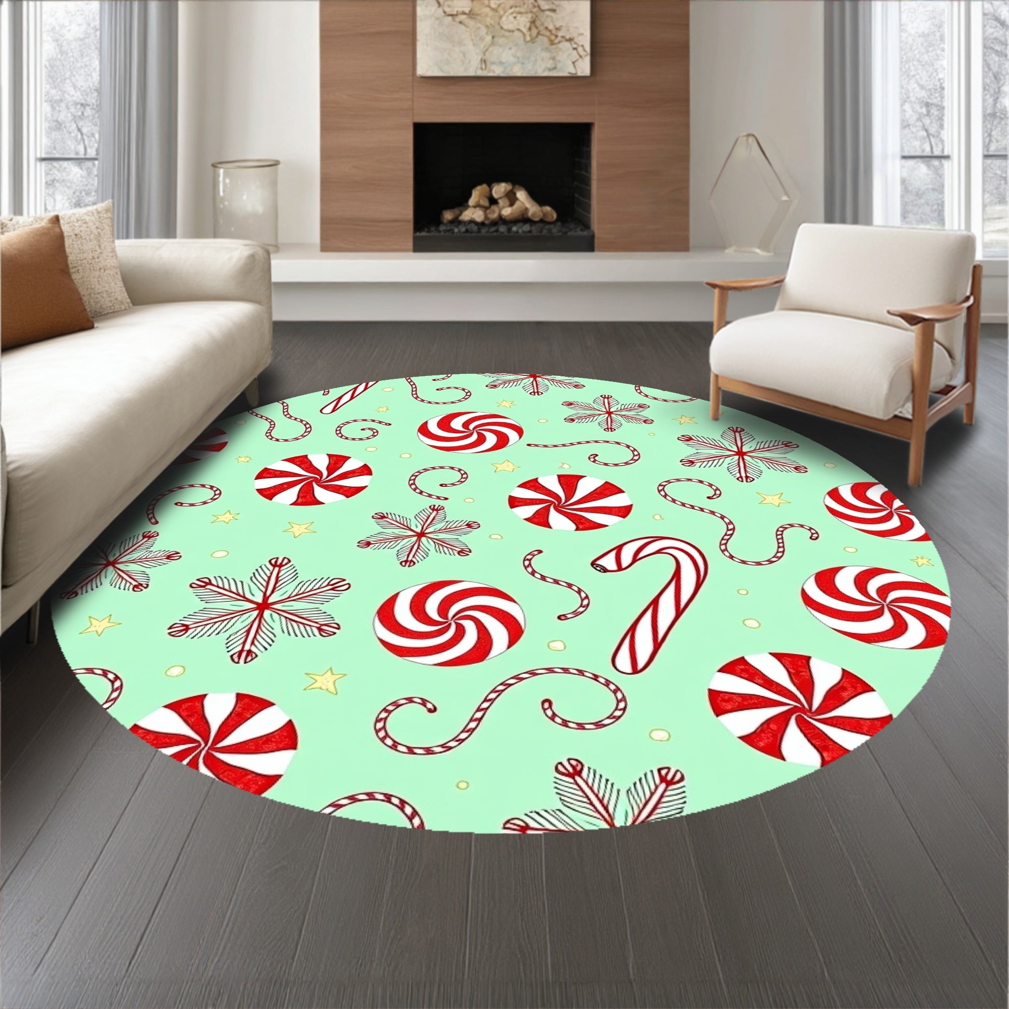 Whimsical Winter Cane Bakery Floor Protection(Green)