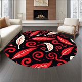 Playful Feather Motif With Stylized Falling Leaves And Swirls(Black)