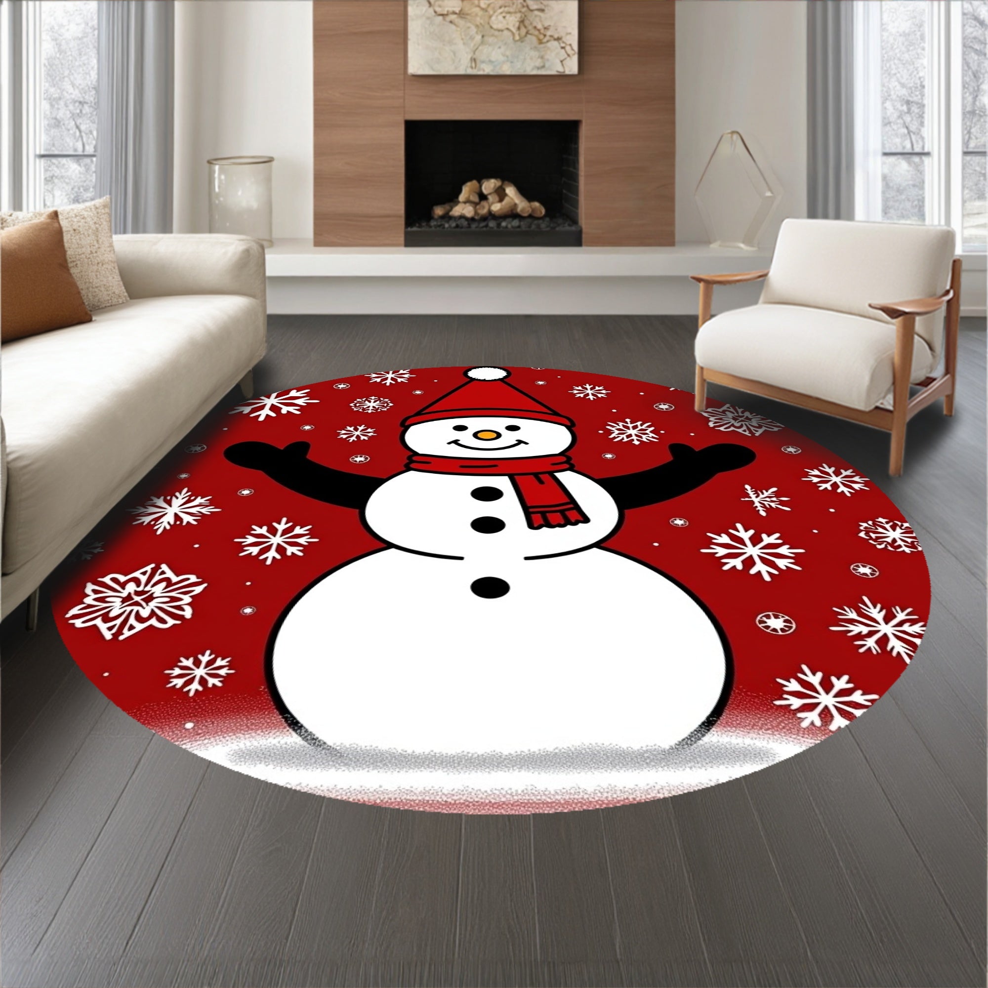Magical Snowy Evening Decorative Accent With Sparkling Details(Red)