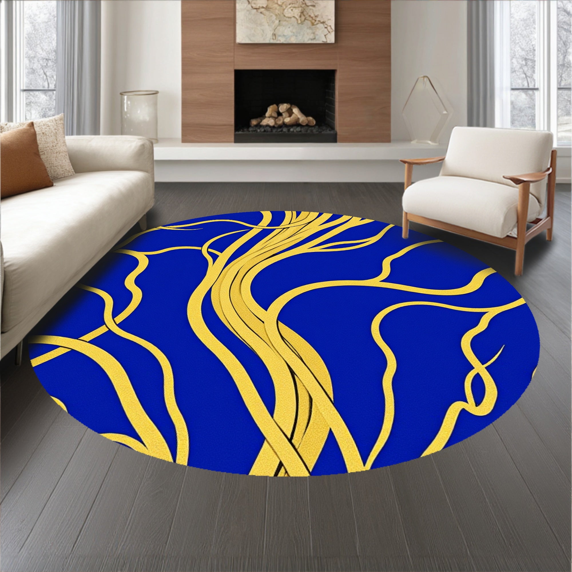 Liquid Metal Flow Abstract Contemporary Canvas Design(Gold)