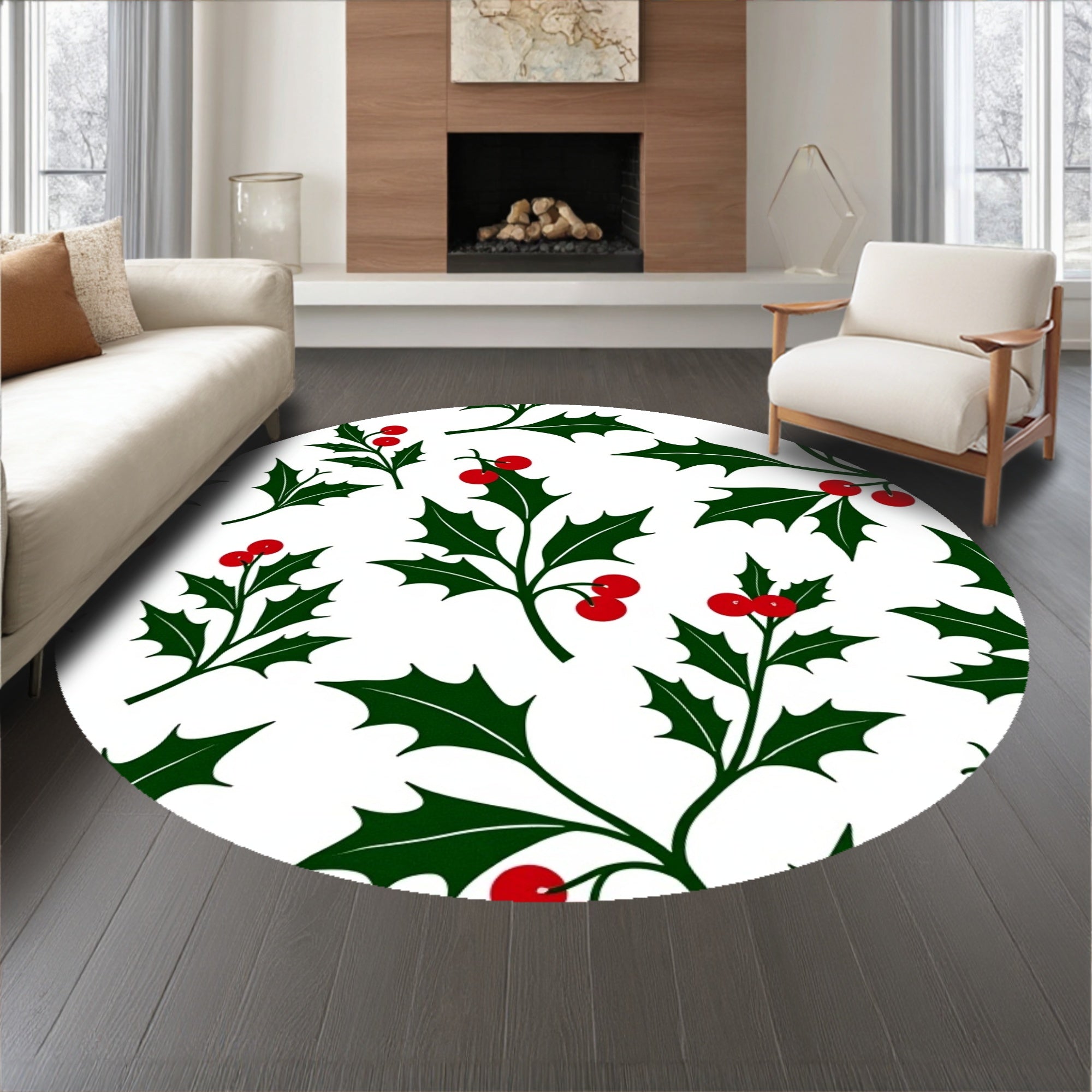 Yuletide Holly Berry Vine Hallway Anti Slip Backing(Green)