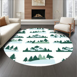 Nordic Winter Village Scene Textured Celebration Contemporary Design(Green)