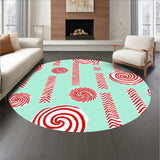 Cane Stripe Doormat with Peppermint Swirl Holiday Design(Red)