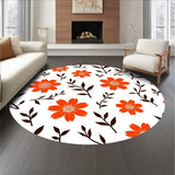 Stylized Bloom Cluster With Curvy Vines And Layered Abstract Leaves (Orange)