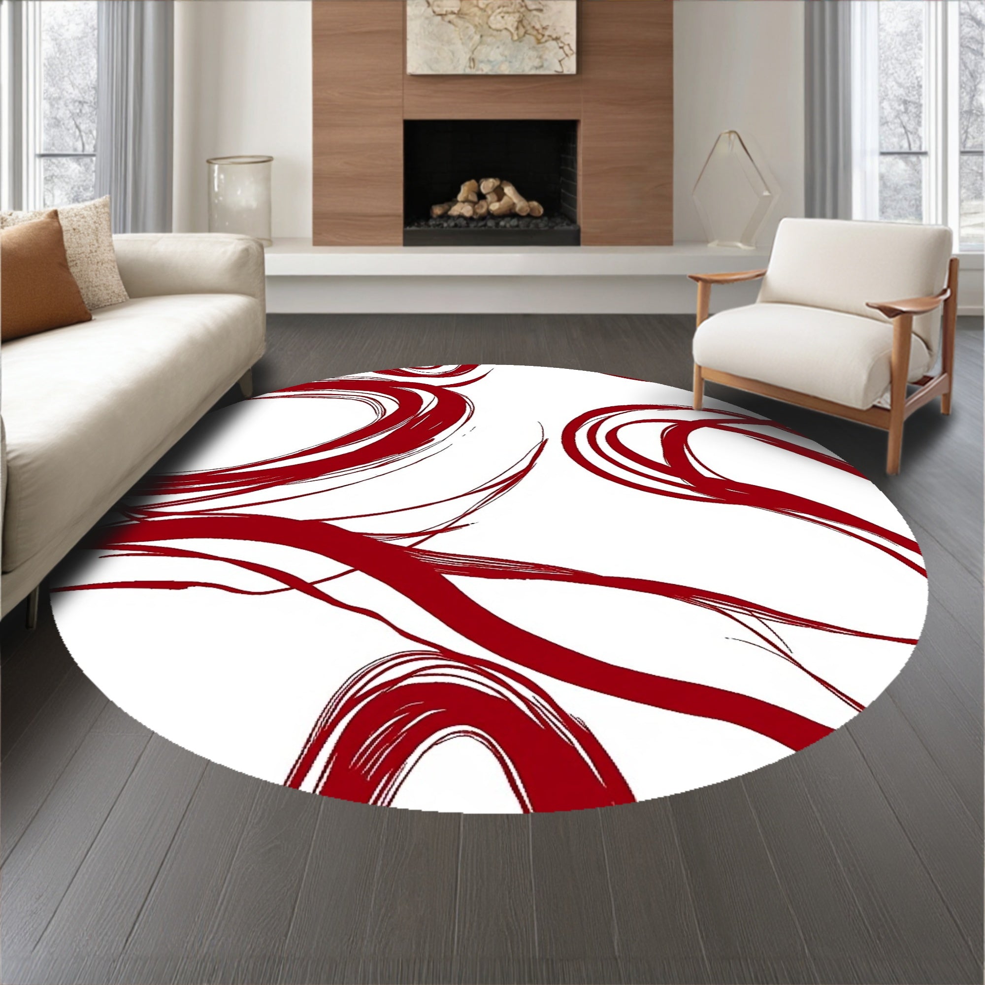 Abstract Brushstroke Art with Swirling Paint Effects (Red) - ODIKA