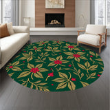 Vintage Holly Wreath Area with Traditional Festive Motifs(Green)